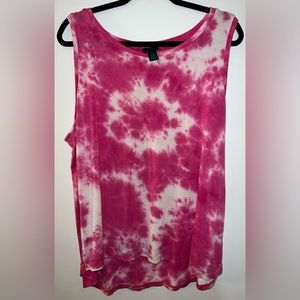 Rue21+ Pink and White Tie-Dye Tank Top, Size: 2X